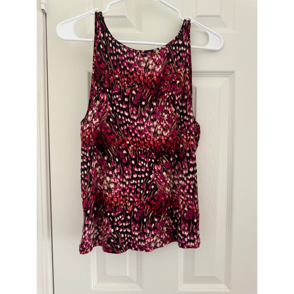 Nwt Ambrielle Sleepwear Rayon Pink Red Feather Print Cami Tank Top Womens Medium - Picture 6 of 11